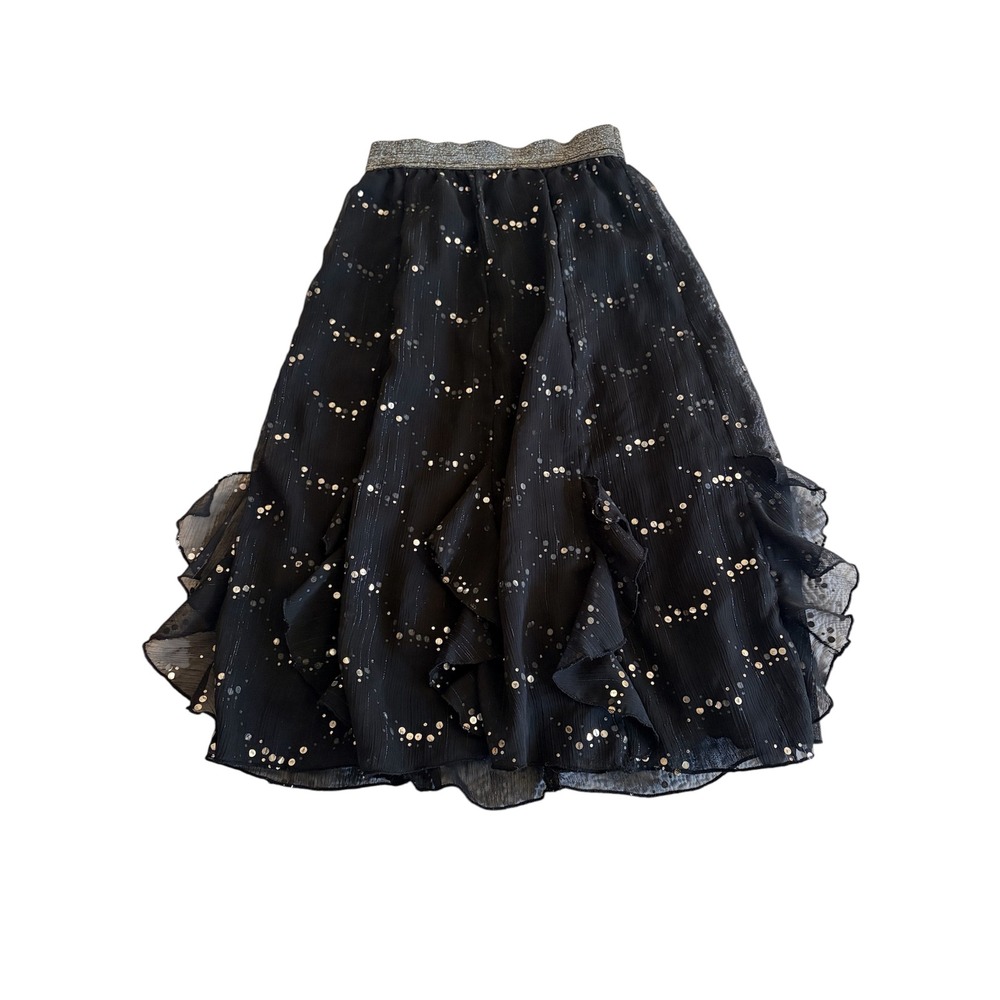 *4for$20 Mix&Match* Little Girls Black Sequin Ruffle Long Skirt Size S
